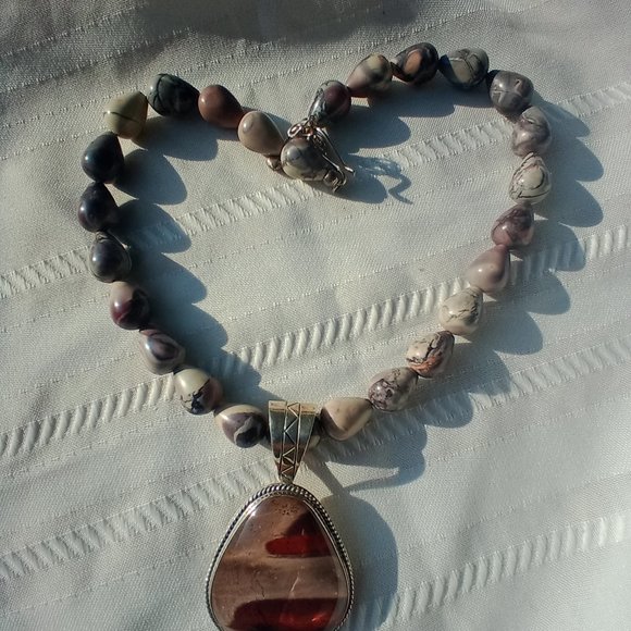 Jay King DTR mine finds Jasper necklace large pendant 925 Stunning - Picture 10 of 16